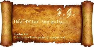 Höffler Gergely névjegykártya